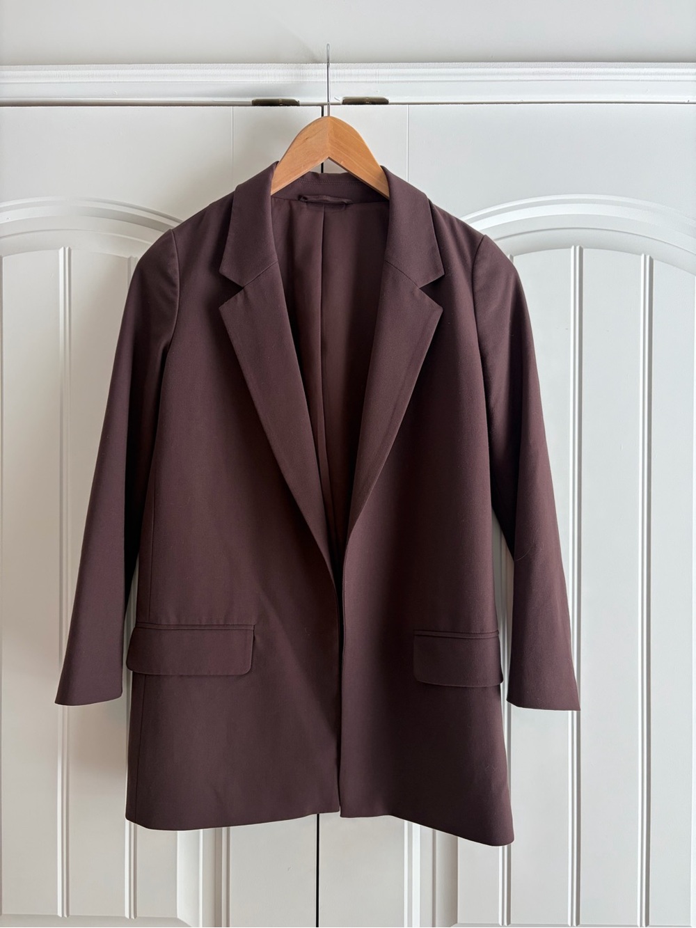 ALL SAINTS Aleida Tri Blazer Jacket Brown Longline Open Front Women’s Size 0 - Picture 1 of 7